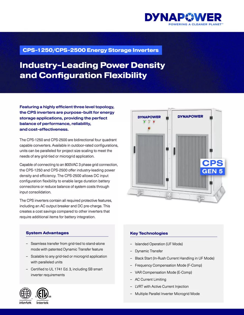 Data Sheet CPS 1250 CPS 2500 Energy Storage Inverters