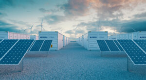 battery energy storage systems with solar panels and wind turbines