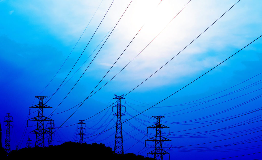 power lines at sunrise