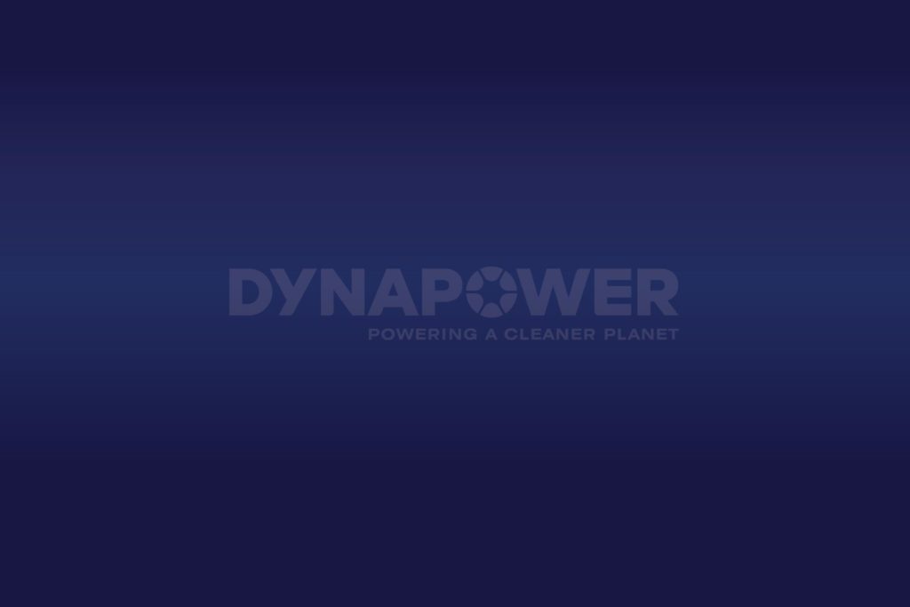 dynapower logo on blue background