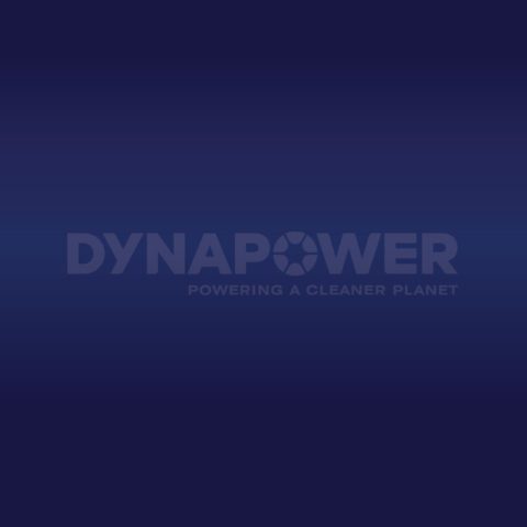 dynapower logo on blue background