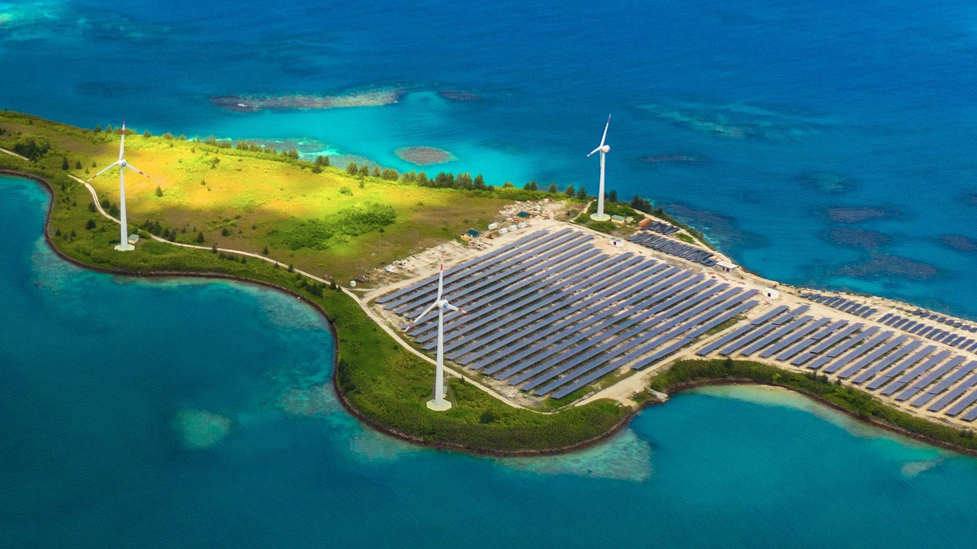 microgrid energy storage system on an island surrounded by ocean