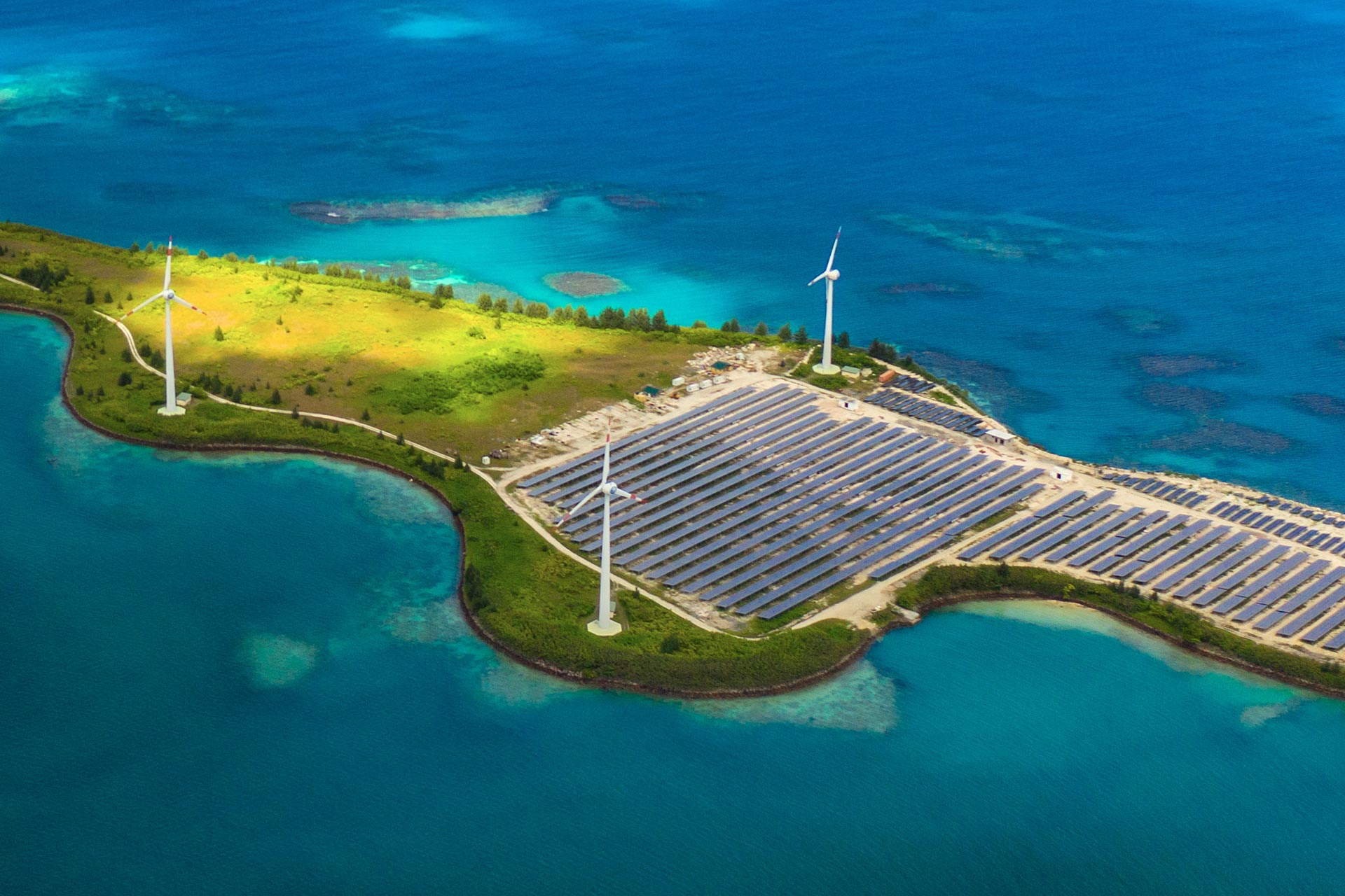 microgrid energy storage system on an island surrounded by ocean
