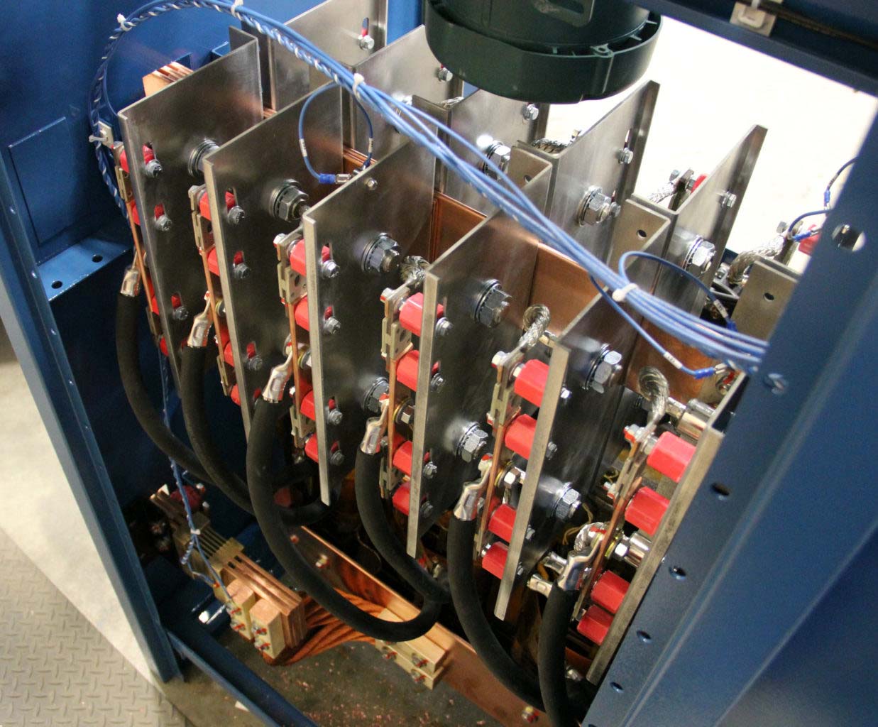 closeup of the insides of a rectifier