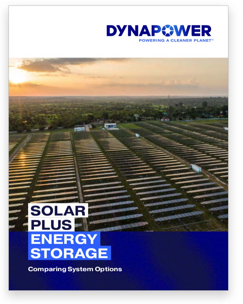 Dynapower whitepaper cover that reads solar plus energy storage