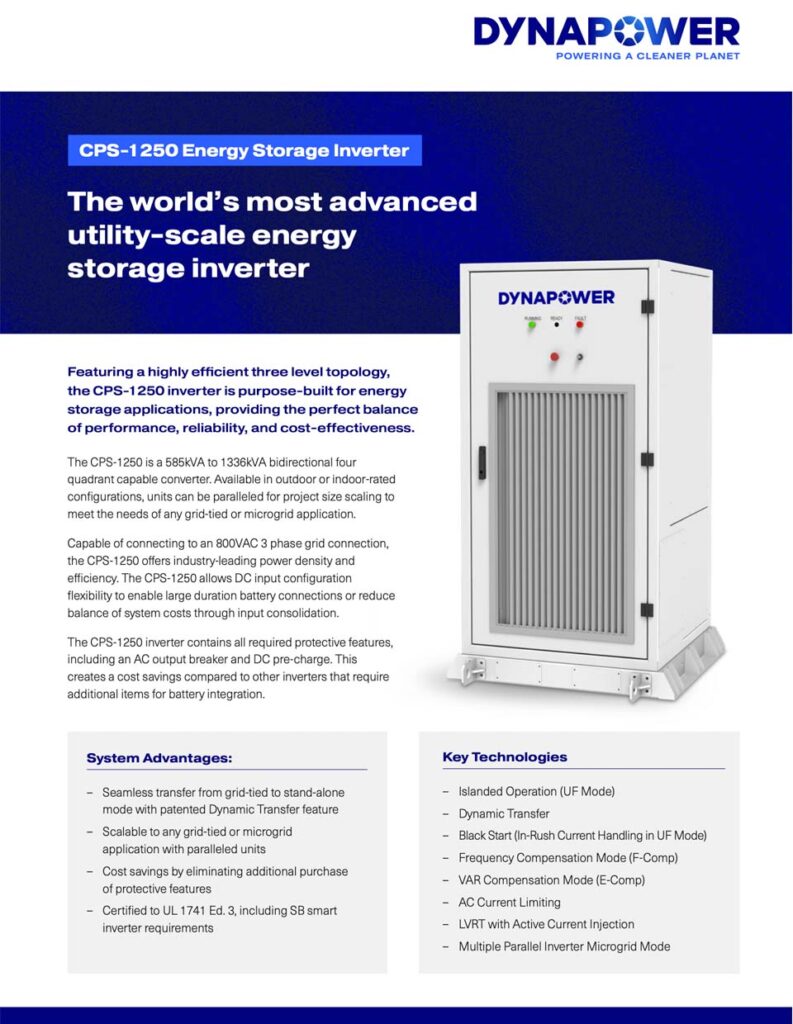 CPS-1250 Energy Storage Inverter datasheet cover