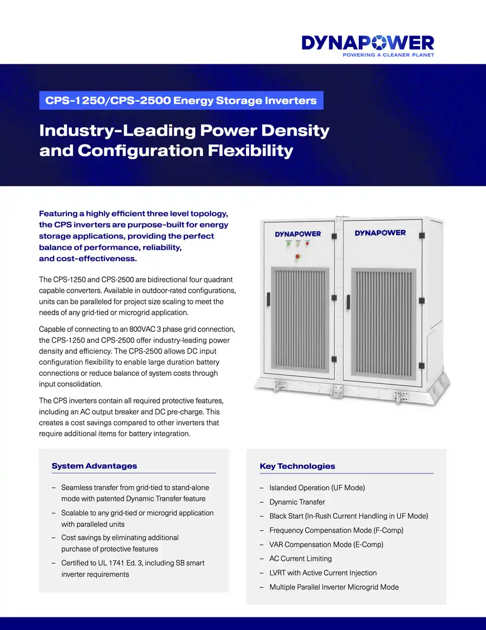 CPS-1250 - CPS-2500 Energy Storage InvertersDatasheet cover