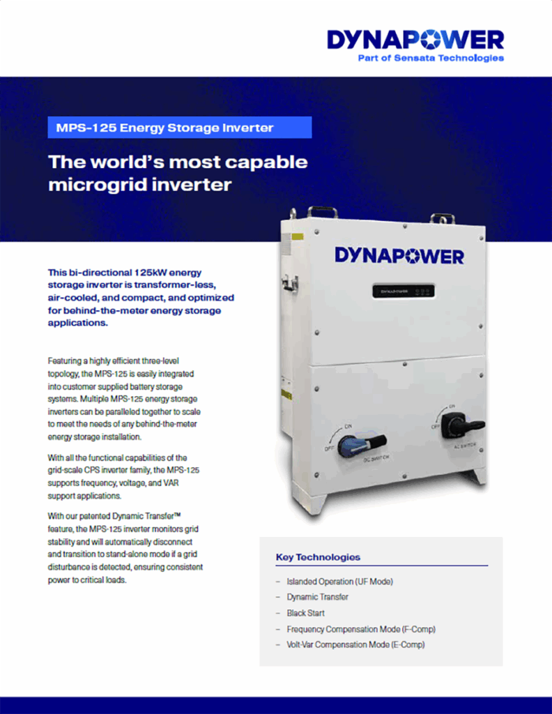 MPS-125 Energy Storage Inverter datasheet thumbnail