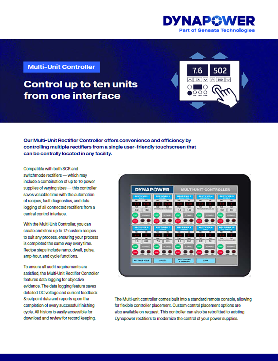 Data Sheet: Multi Unit Controller - Dynapower