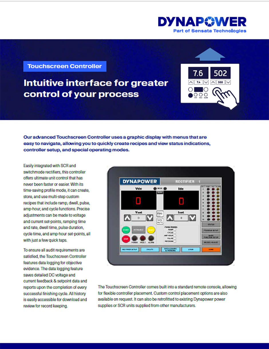 Data Sheet: Touchscreen Controller - Dynapower